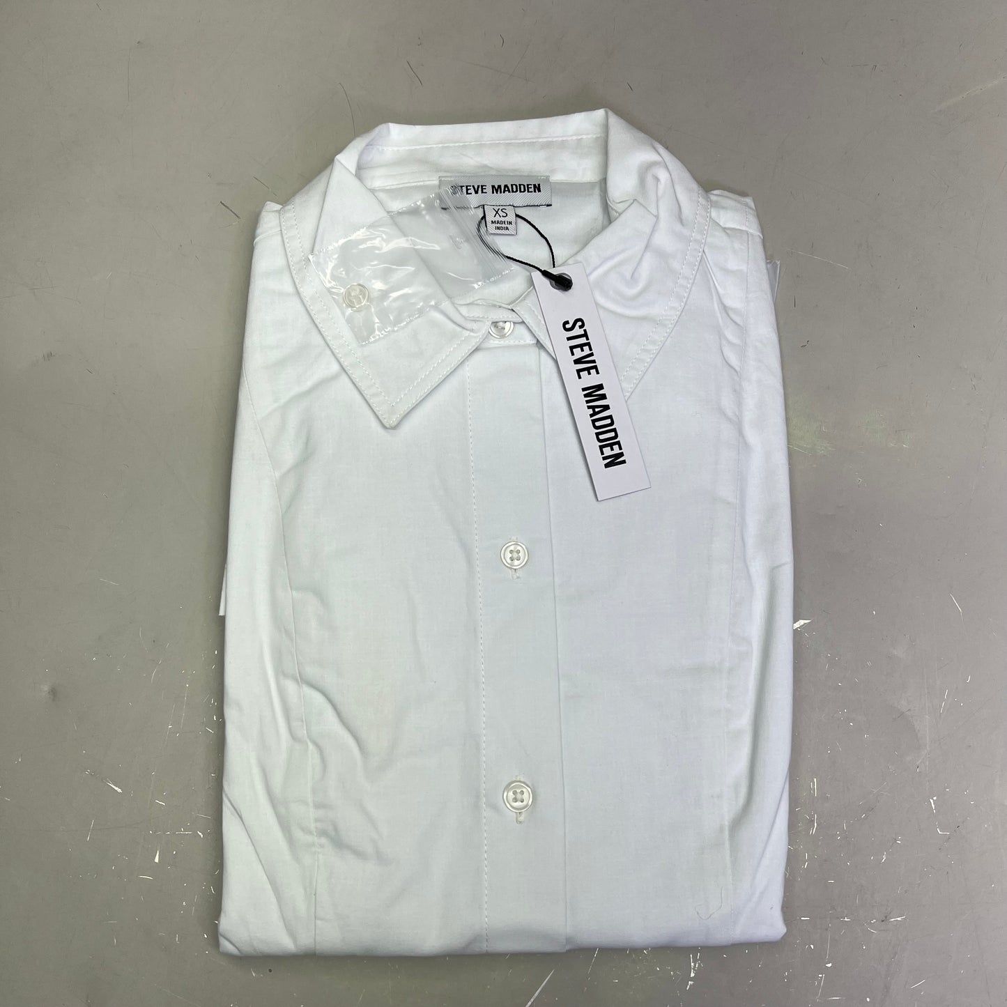 STEVE MADDEN Fit & Flare Shirt Dress Long Sleeve Button Cuff Women's Sz XS Cloud