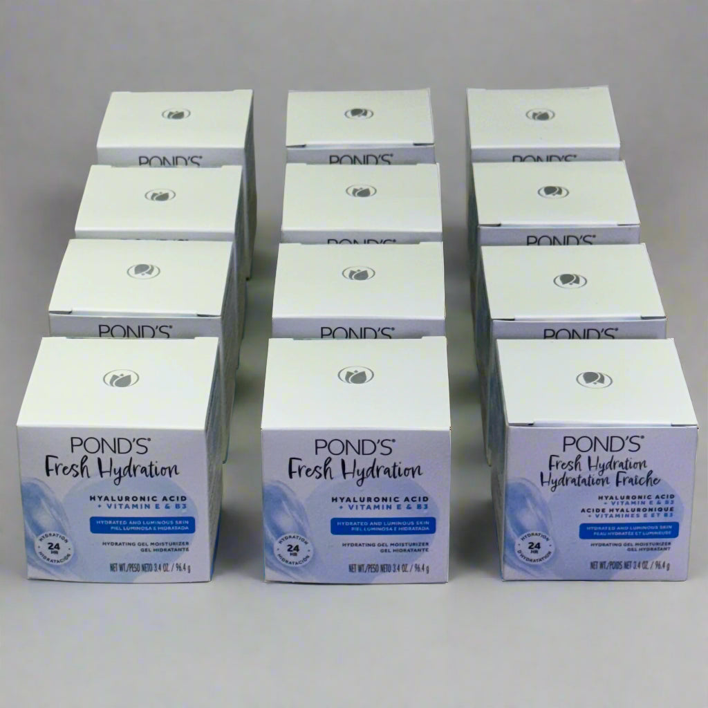 ZA@ POND'S (120 PACK) Hyaluronic Acid, Vitamin E & B3 Gel Face Moisturizer For All Skin Types 3.4 oz White E