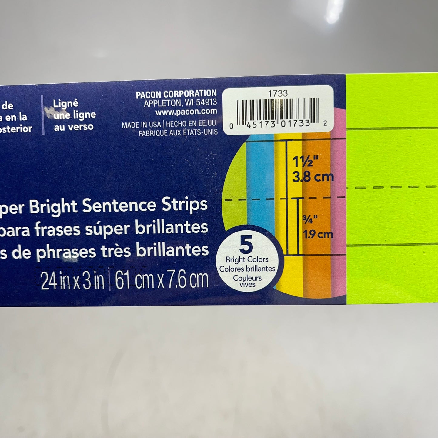 PACON (2 PACK, 100 EACH) Sentence & Learning Strips 3" x 24" Assorted Neon 1733