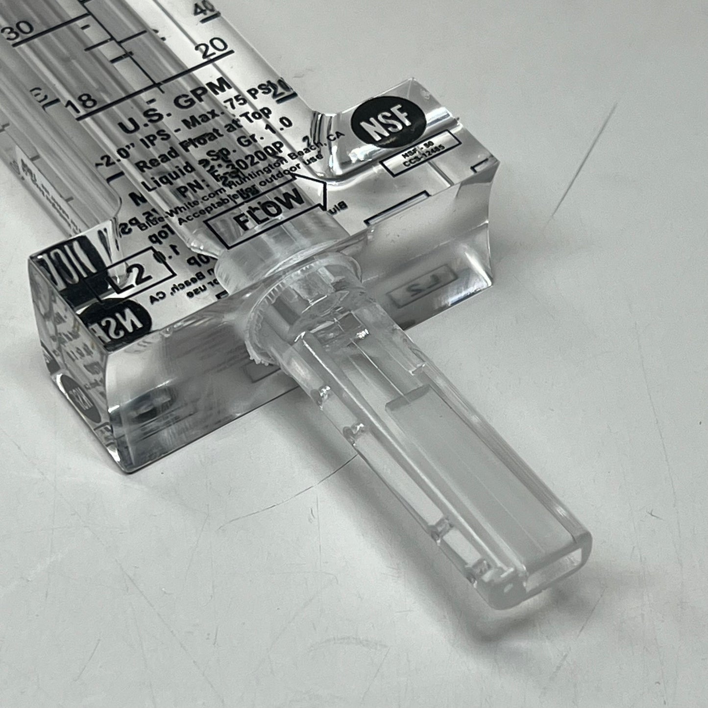 BLUE-WHITE Acrylic Flow Meter Stainless Steel Float Material 2.00" F302200P