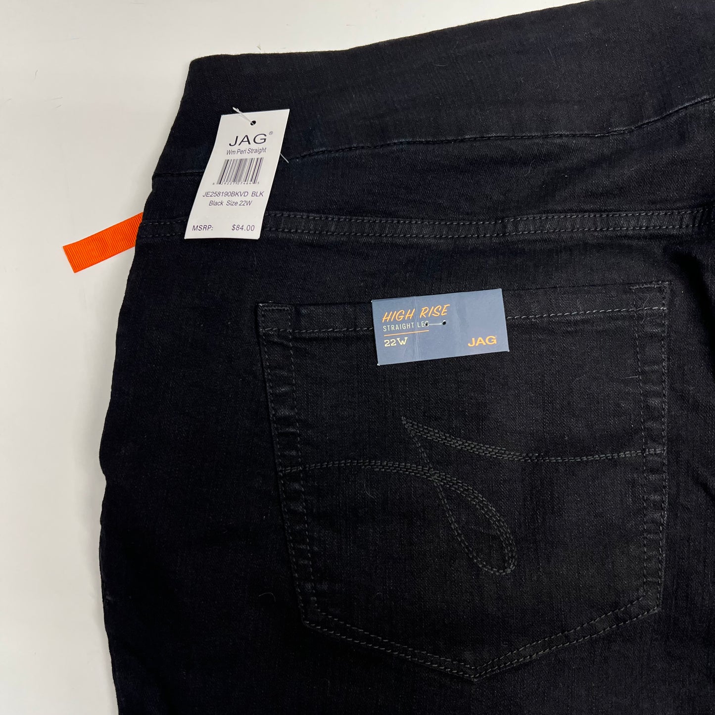 JAG Peri Straight Leg Elastic Waist Jeans Women's Sz 22W Black JE258190BKVD