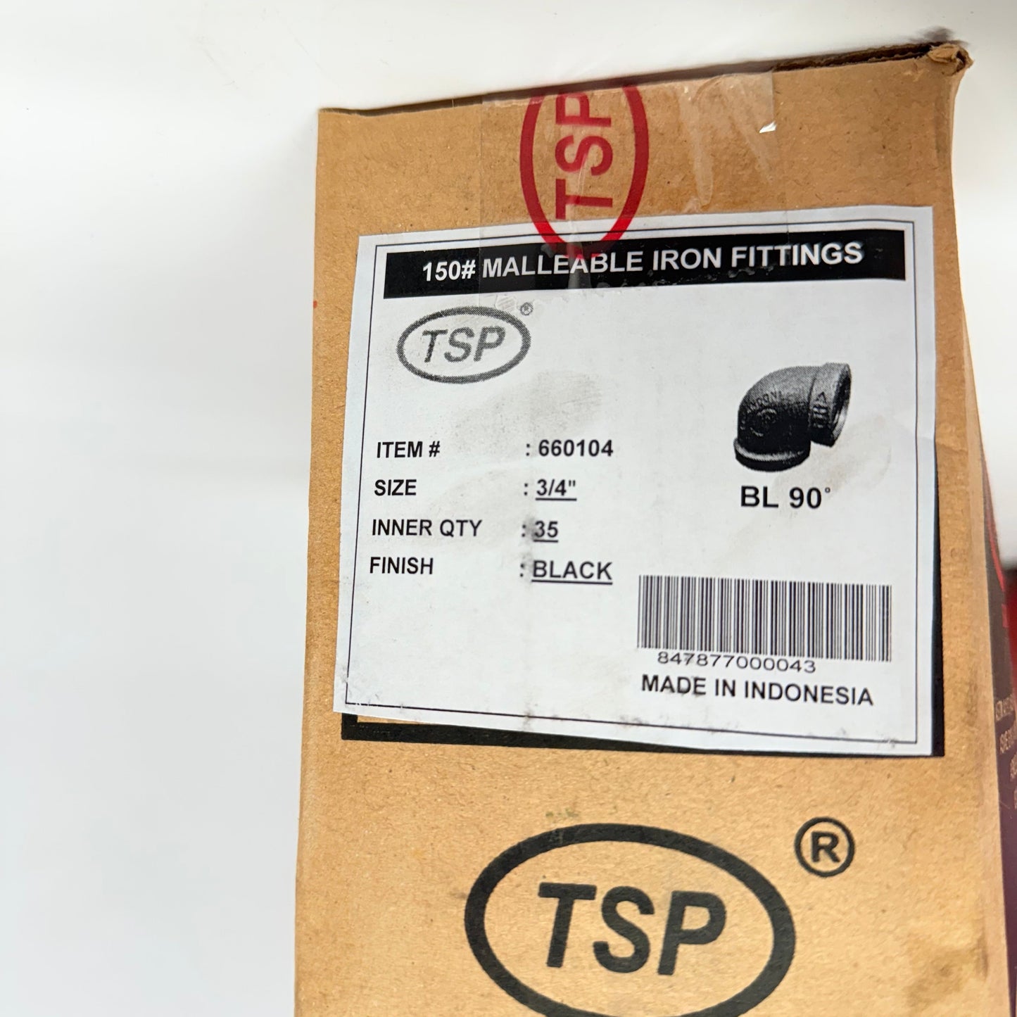 TSP (35 PACK) 3/4"Black Malleable Iron Fittings BL90 MPN 660104