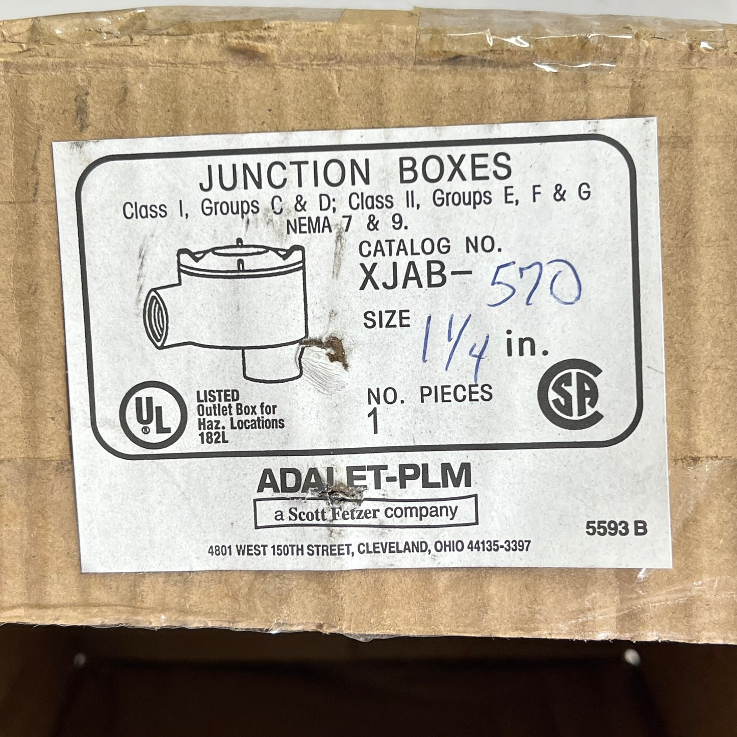 ADALET Explosion Proof Multi Hub Junction Box Cast Aluminum  1-1/4" NPT XJAB-570