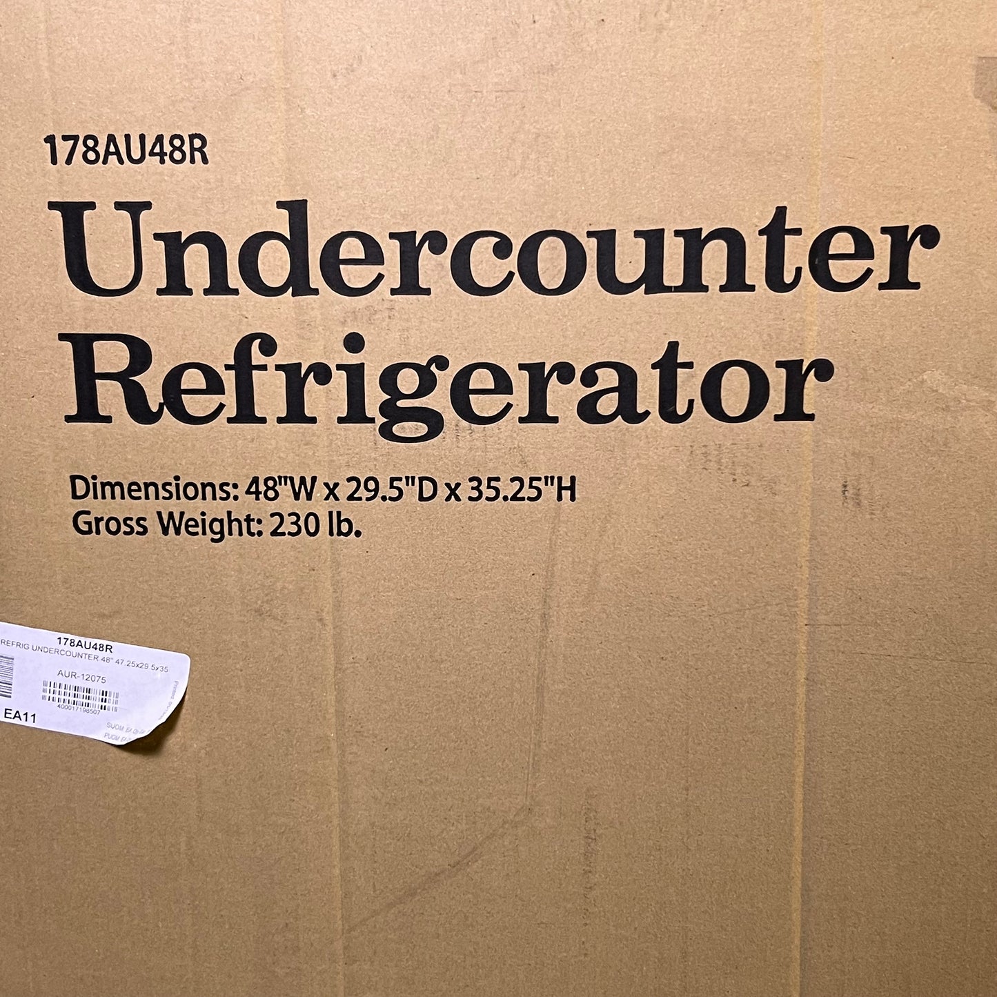 AVANTCO Undercounter Refrigerator Sz 48"W x 29.5"D x 35.25"H 178AU48R (New Other, Minor Damage (See Image)