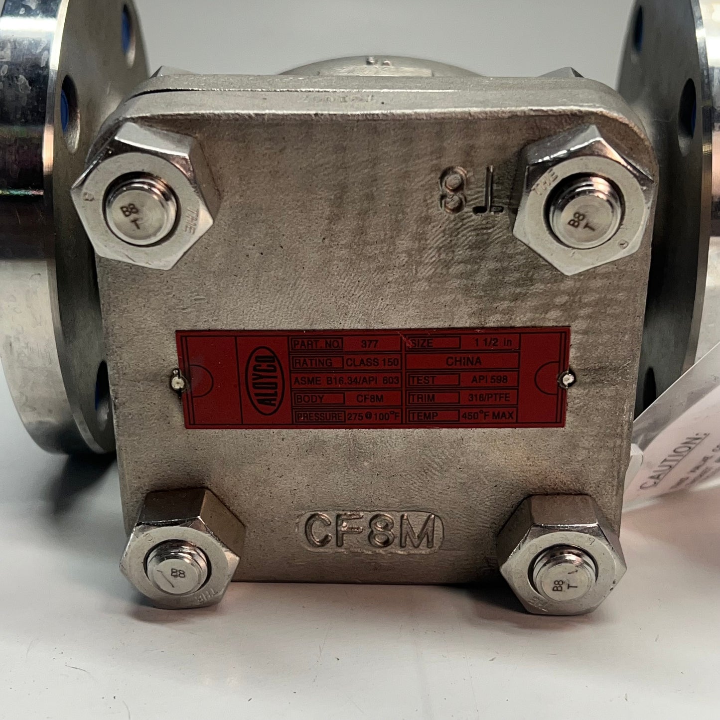 ALOYCO CF8M Swing Check Valve Class 150 316/PTFE Trim  1-1/2" Chrome 377