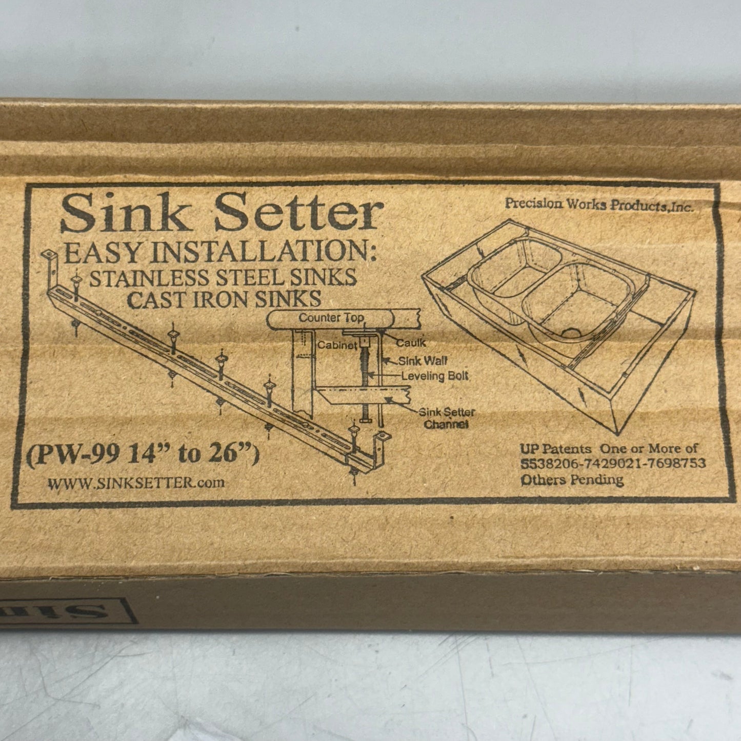 SINK SETTER (4 Pack) Undermount Sink Brackets Sz 14 1/2” L x 1-1/3” W, PW-99