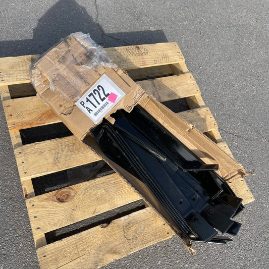 ZA@ Pallet of MIXED Steel Brackets (solar Panels/motorcycle Saddlebag/lawn Grader?) 26”x2.5” Black (AS-IS)