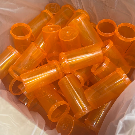 ZA@ BERRY Lot of Prescription Pill Bottles (No Caps) 2"Dia x3.5"L Amber/Orange VLF40