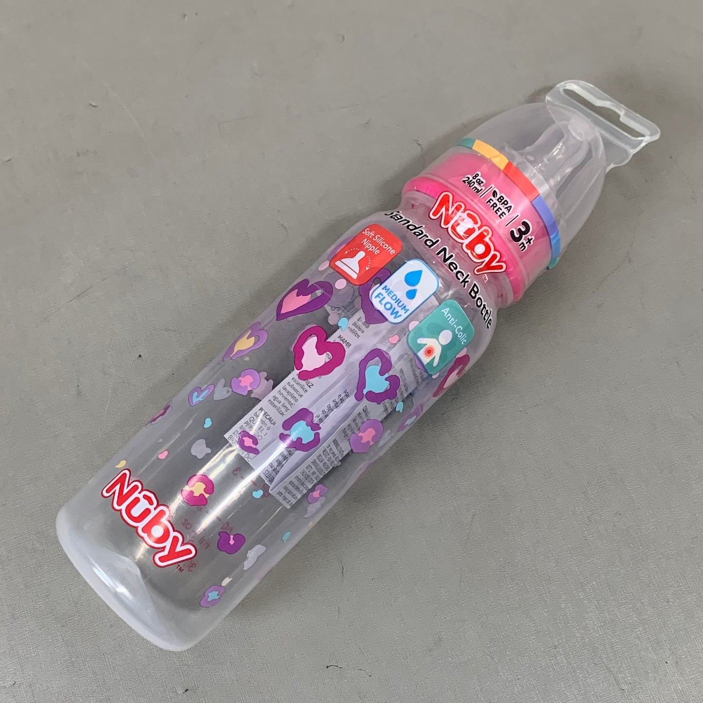 NUBY (6 Pack) Assorted Non-Drip Neck Baby Bottles As-is (slightly Damaged Packaging)  8oz Color's May Very