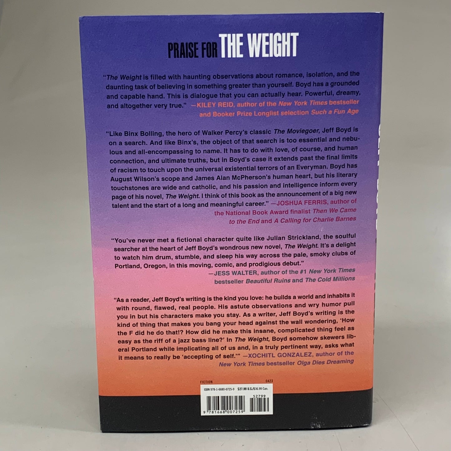 SIMON & SCHUSTER Jeff Boyd The Weight A Novel 336 Pages