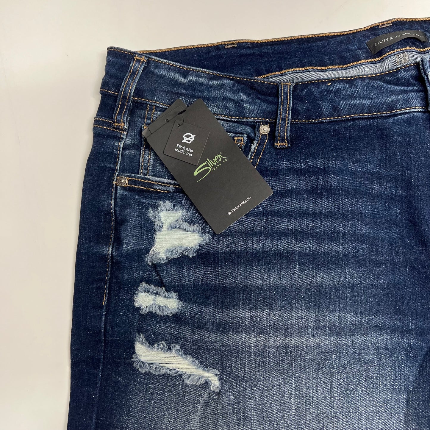 SILVER JEANS CO. Boyfriend Mid Rise Short Women's Sz 20W/6 Indigo W53608ECF428