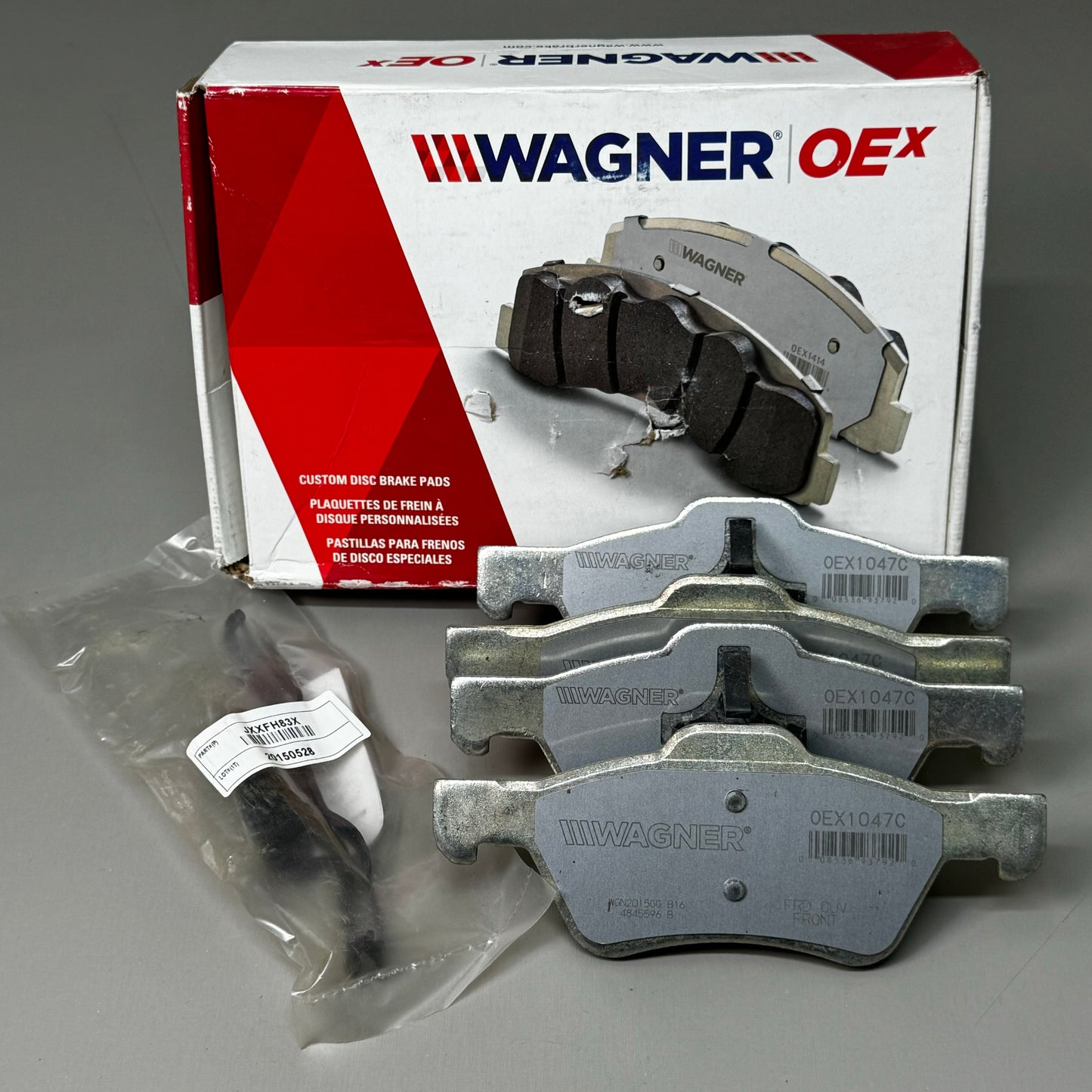 WAGNER OEx Disc Front Brake Pad Set 7" x 2 1/2" Grey OEX1047C