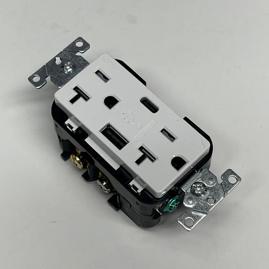LEVITON Usb Type A/type C Outlet Charger 20a Tamper Resistant Outlet T5838-W