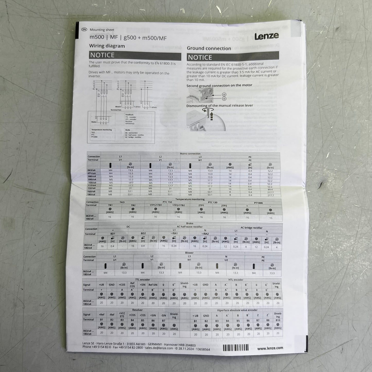 LENZE Motor G50BB124MHAR2C00