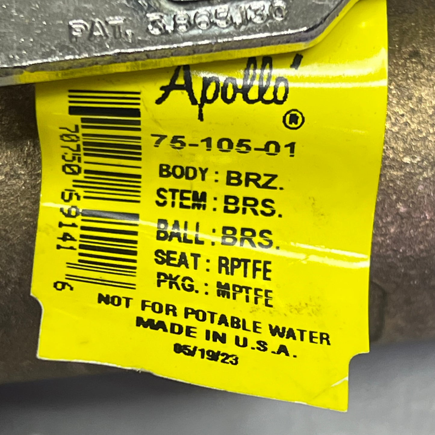 APOLLO Bronze Body 2-Piece Ball Valve W/ Pad Lock 1" 2.2" Top Inlet 75-105-01