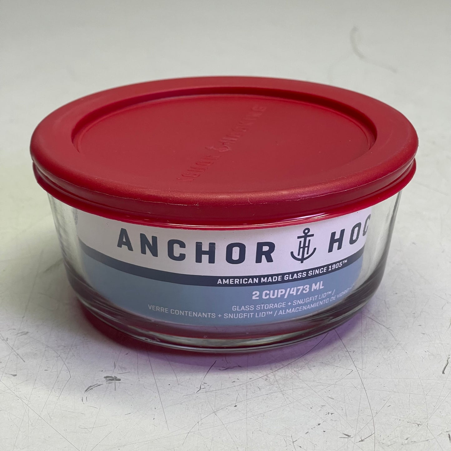 ANCHOR HOCKING (6 PACK) 2-Cup Glass Food Storage Container Clear + Red Lid 91547
