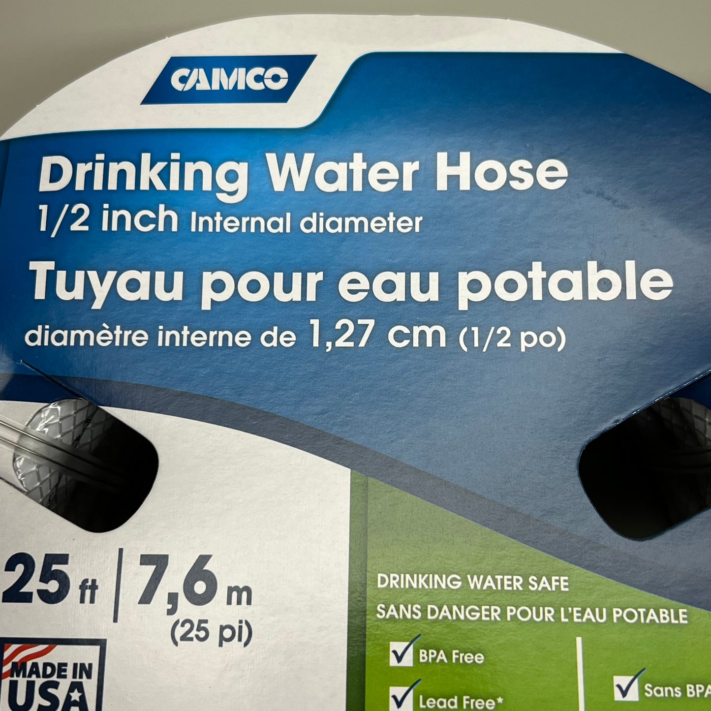 CAMCO 25ft Drinking Water Hose 1/2" Internal Diameter Kink Free BPA Free 22735