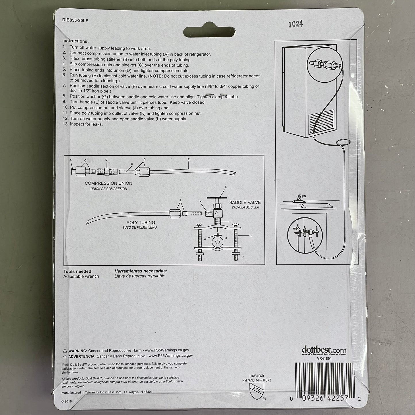 DO IT BEST Poly Tubing Ice Maker Installation Kit 25' x 1/4" DIB855-20LF 456045