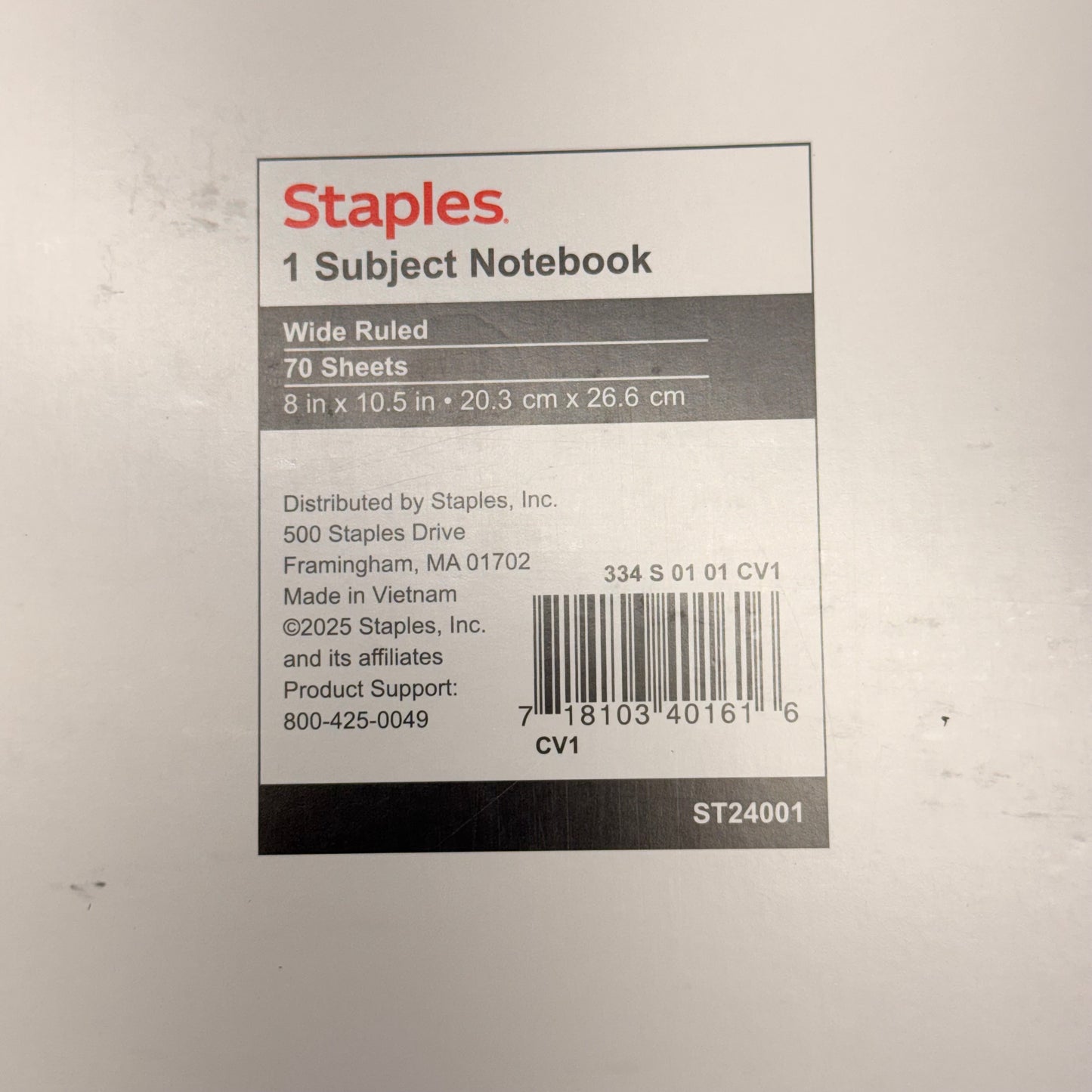 STAPLES (12 PACK) 1-Subject Notebooks Wide Ruled 70 Sheets 8" x 10.5" Black (New- Other)