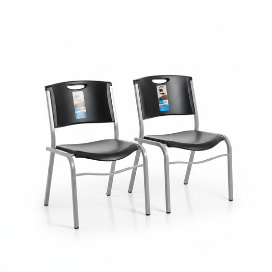 LIFETIME (2 PACK) Plastic Indoor/Outdoor Stacking Chair Sz 20"W x 17"L x 32"H, Black 721614