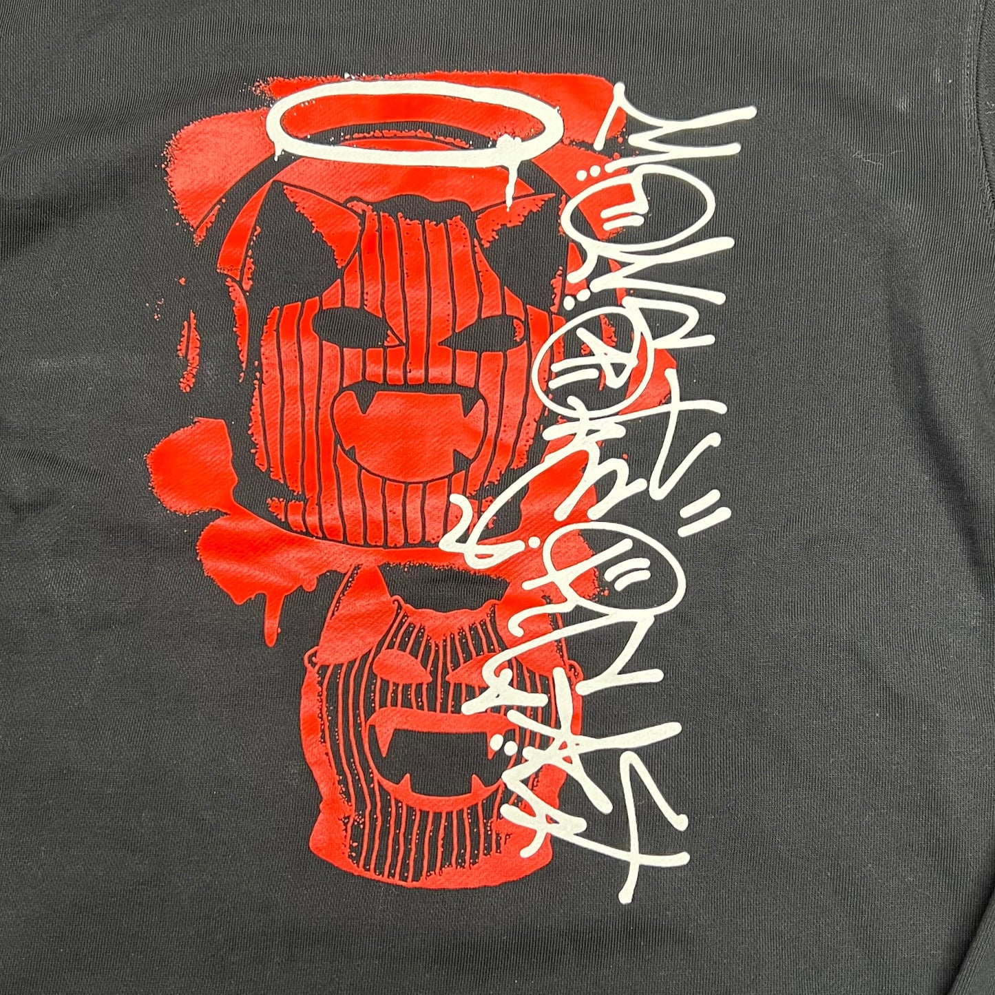 MONSTERCAT Records Full Zip Logo Jacket Ski Mask Cat Men's Sz S Black/Red