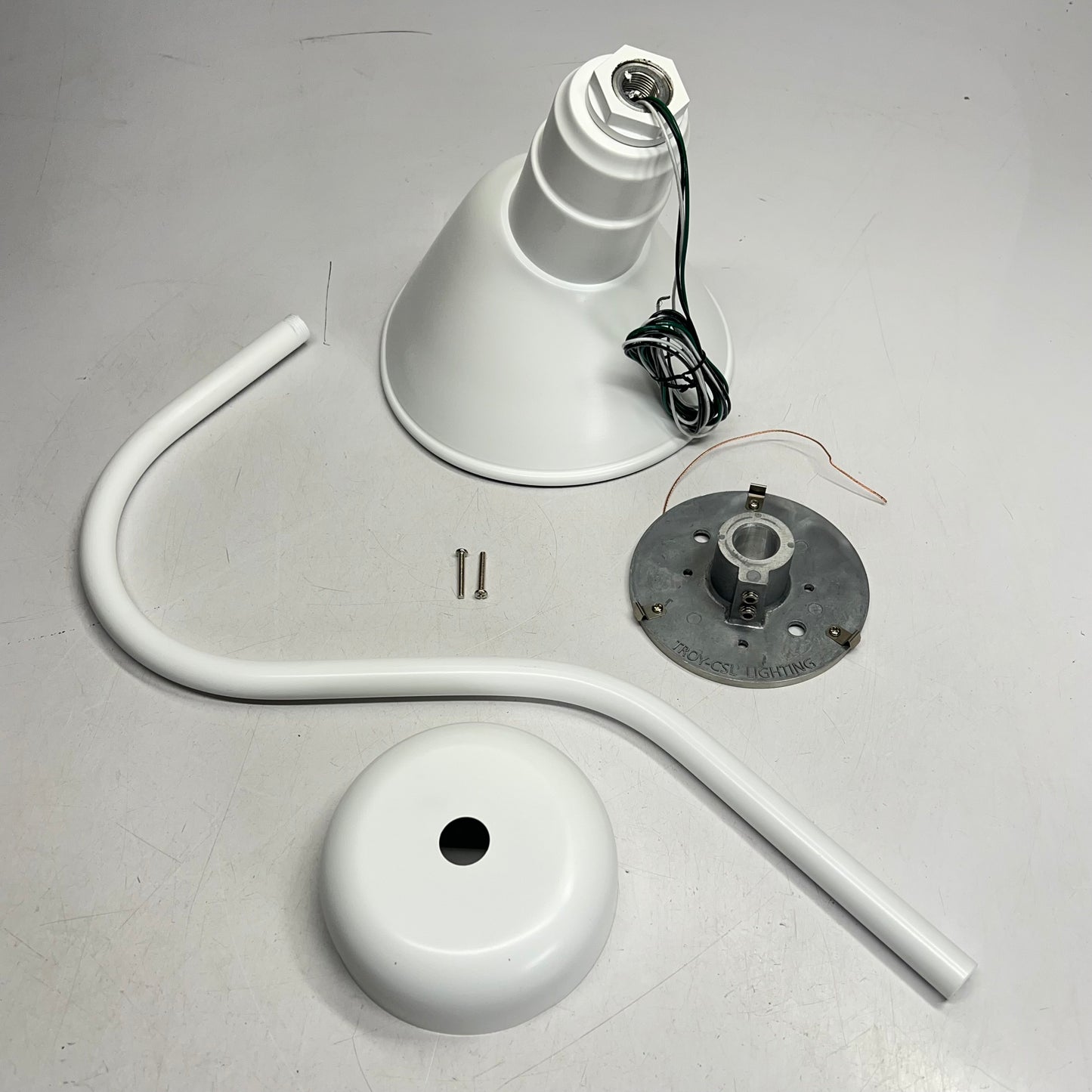 TROY LIGHTING Goose Neck Dome Angle Light Fixture / Hardware 24"x10" Matte White