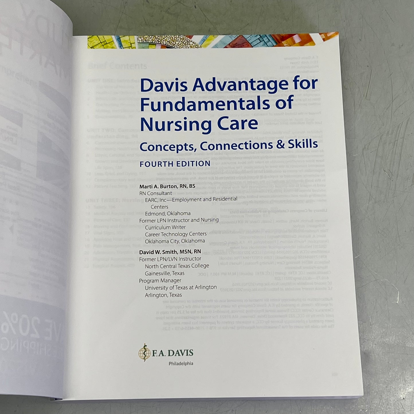 DAVIS ADVANTAGES FOR FUNDAMENTALS OF NURSING CARE 4th Edition Paperback Book