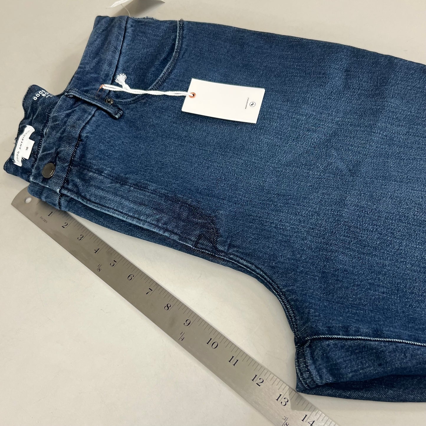 GOOD AMERICAN Good Classic Slim Bootcut High-Rise Jeans Women's Sz 18 Plus Indigo700 GCLBT220T