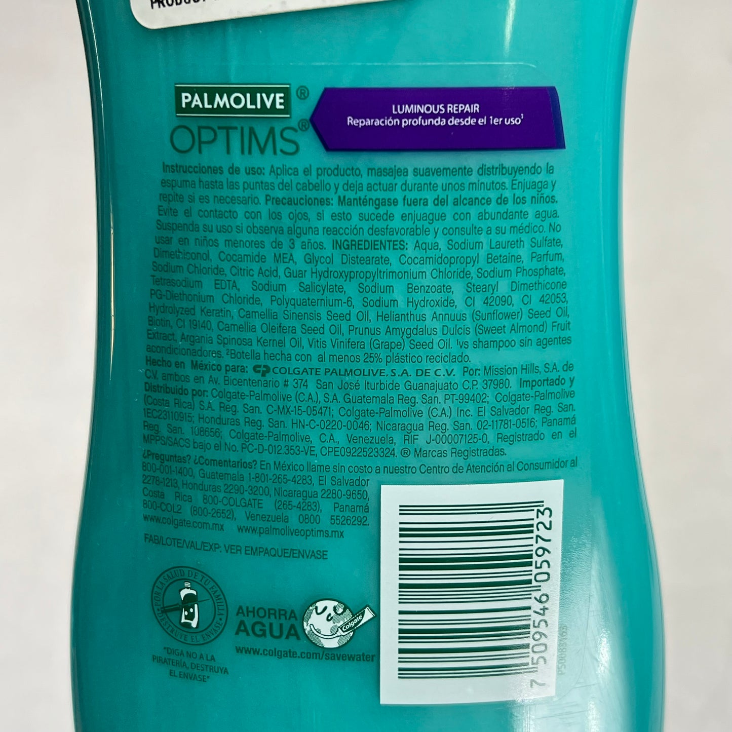 PALMOLIVE OPTIMS (2 PACK) Luminous Repair W/ Keratina 2 in 1 Shampoo  700 mL
