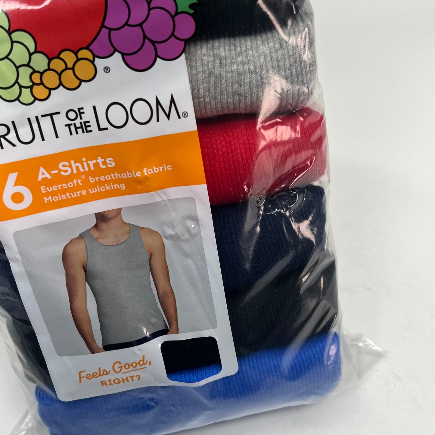 ZA@ FRUIT OF THE LOOM (6 PACK) Tank Top Undershirt Soft Ribbed A-shirts Men's Sz L Assorted Colors 6P2601C