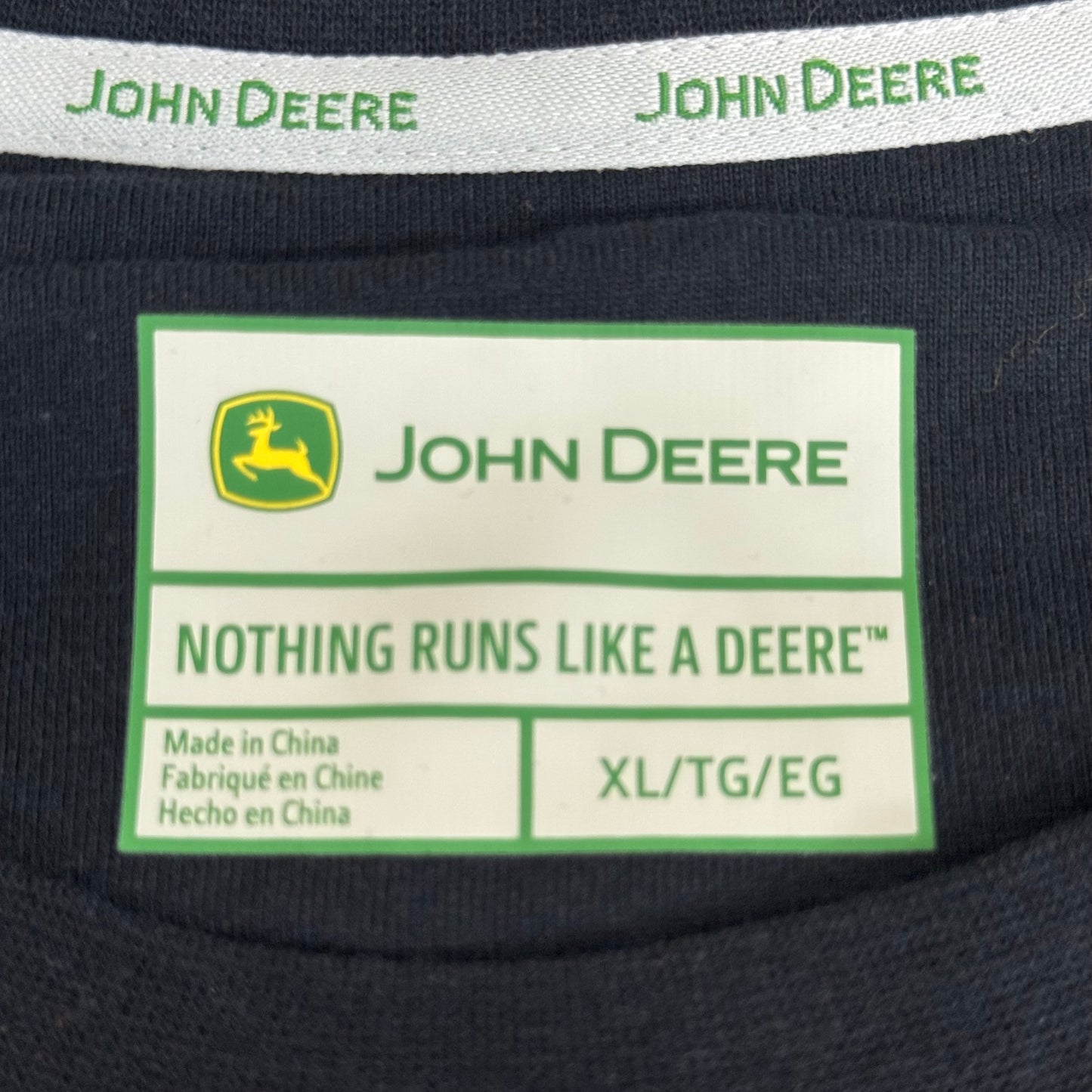 JOHN DEERE Embroidered Logo Short Sleeve Tee Shirt Men's Sz XL Black 1896842