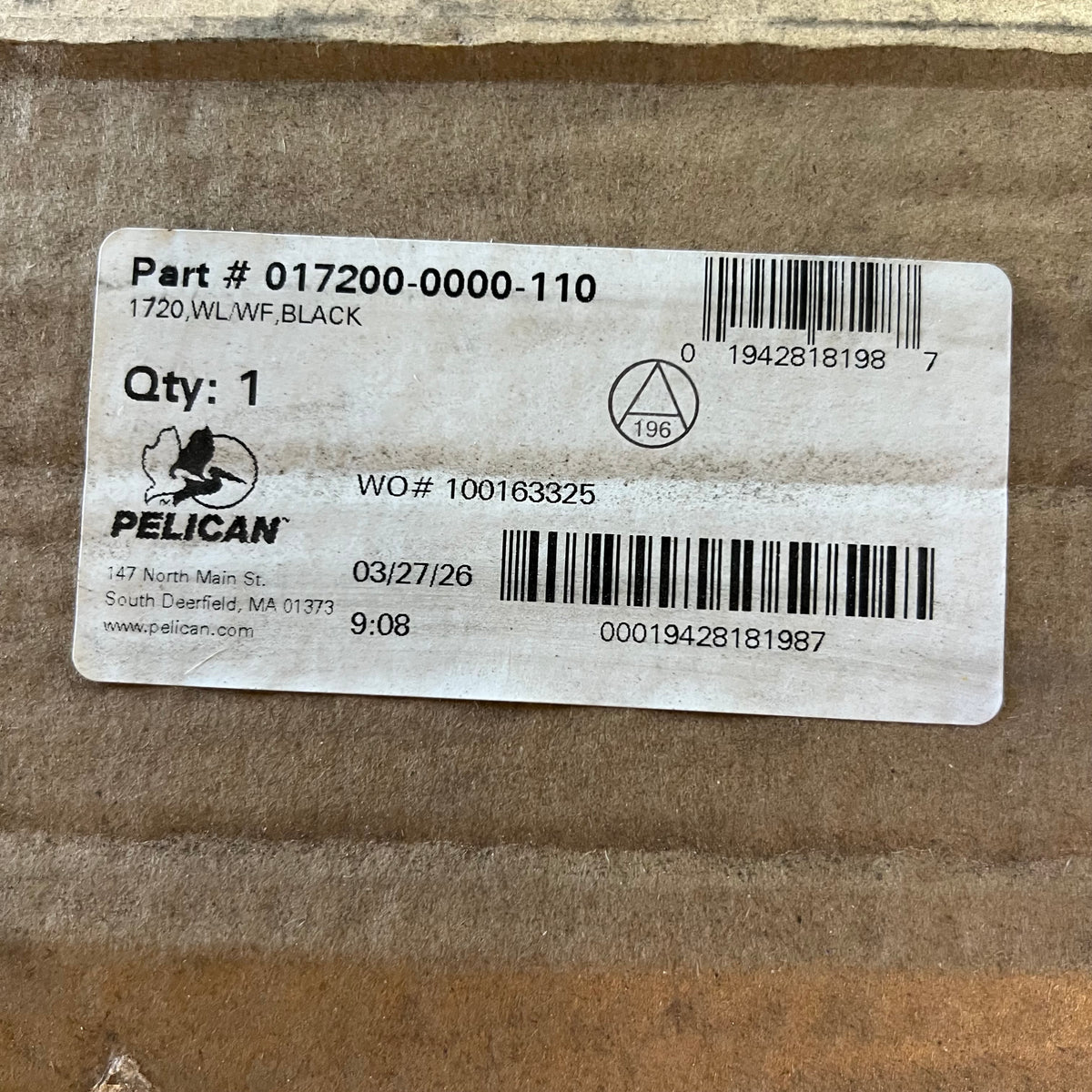PELICAN 1720 Long Cases 44"L x 14"W Black 017200-0000-110