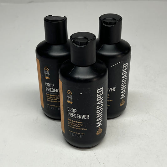 MANSCAPED (3 PACK) Crop Preserver Ball Deodorant Soothing Aloe 6 Fl Oz