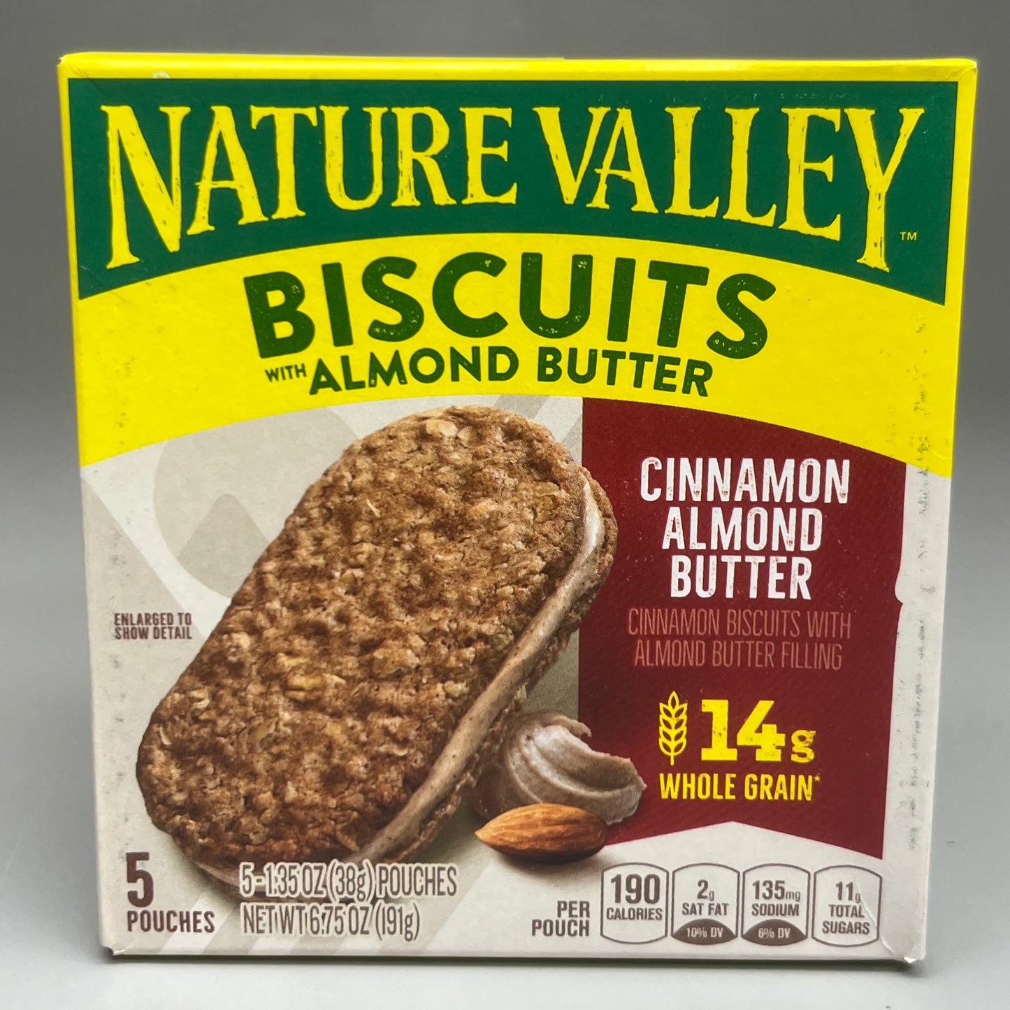 NATURE VALLEY (12 BOXES, 60 Total Bars) Biscuits w/Cinnamon Almond Butter 6.75 oz BB 11/24