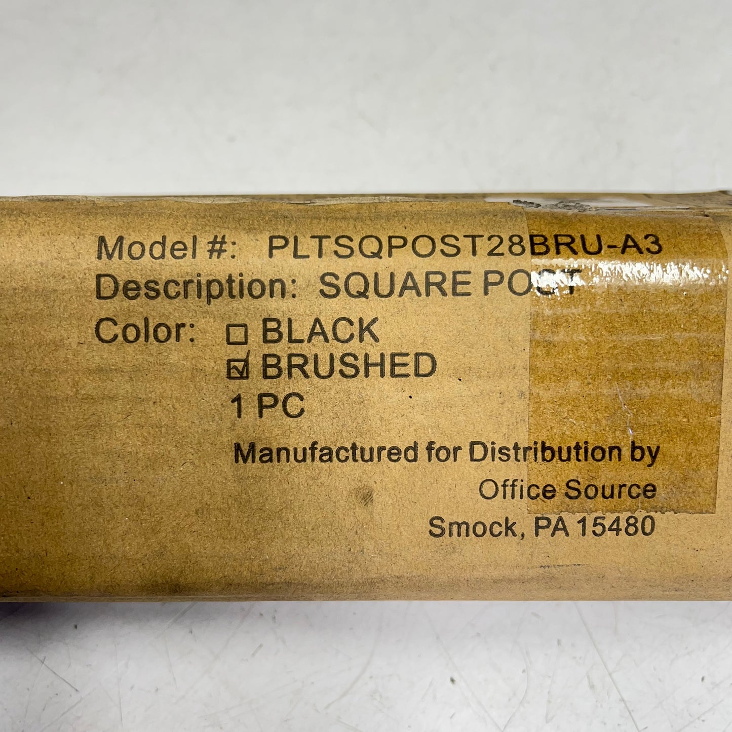 OFFICE SOURCE FURNITURE Brushed Metal Post for Rbbase23 28.5" PLTXPOST28BRU-A3