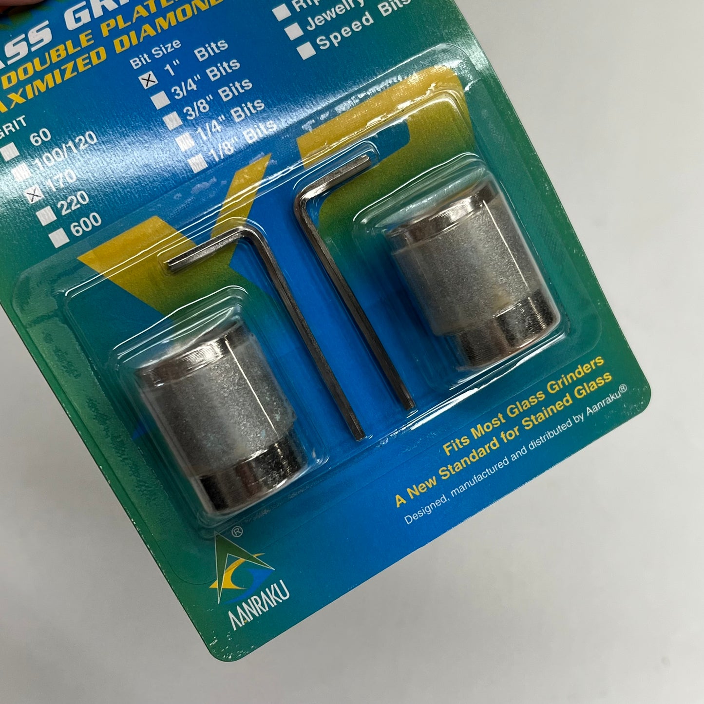 AANRAKU (SET OF 2) Medium Glass Grinding Bits 1" 170 Diamond Grit GB10M170