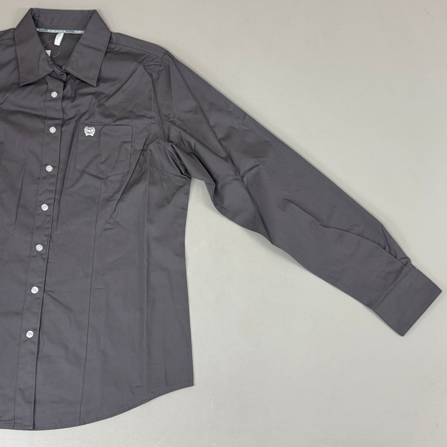 CINCH Long Sleeve & Shirt Tail Solid Button Down Top Women's SZ XL Grey MSW9164029