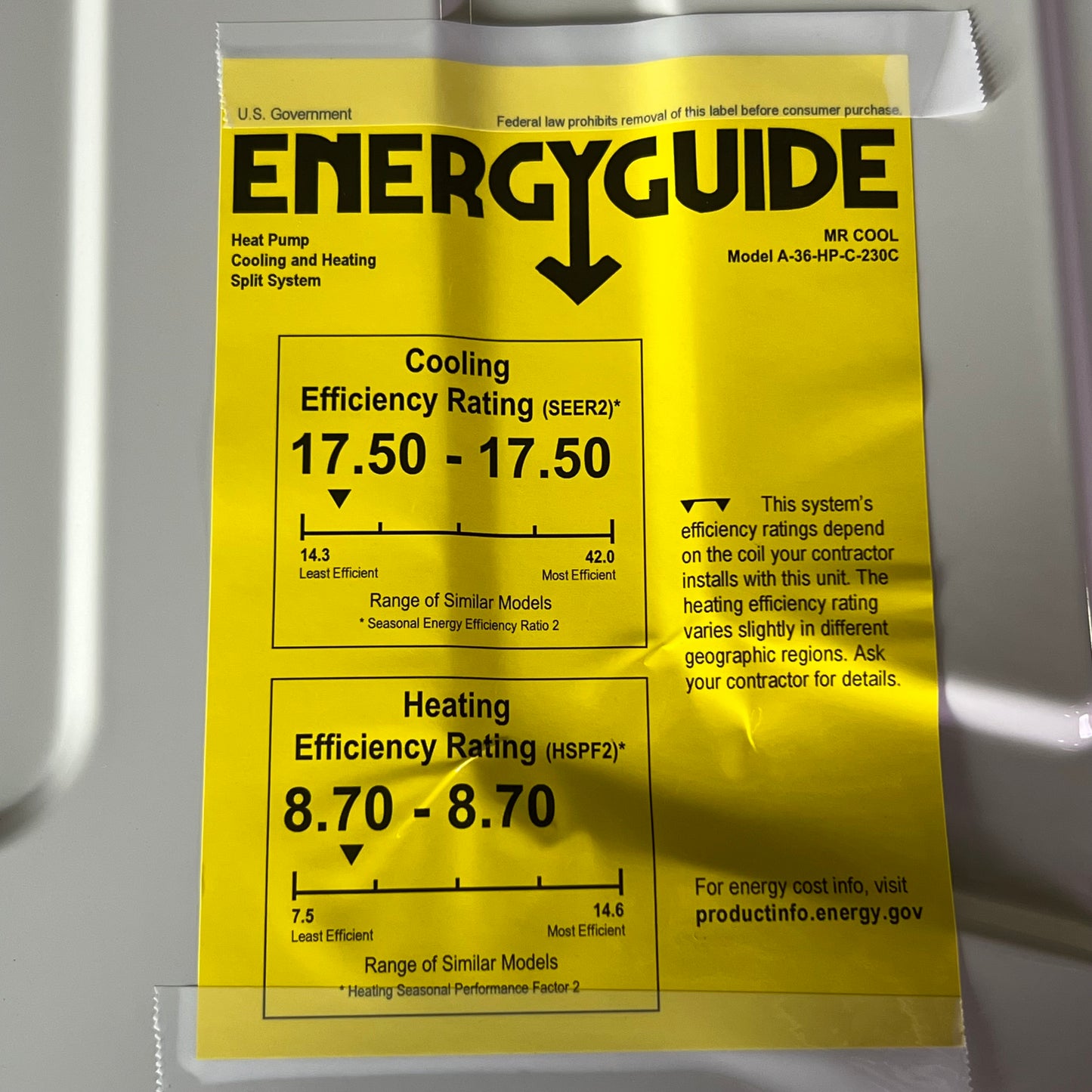 MRCOOL Heat Pump Air Conditioner 36000 BTU White A36HPWMAH230C (New Other, Aesthetic Damage)