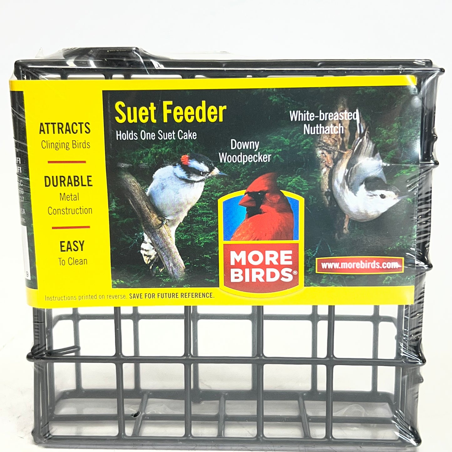 MORE BIRDS (2 PACK) Cake Steel Suet Feeder Sz 5"L x 1.5"W x 4.6"H, Black 38092