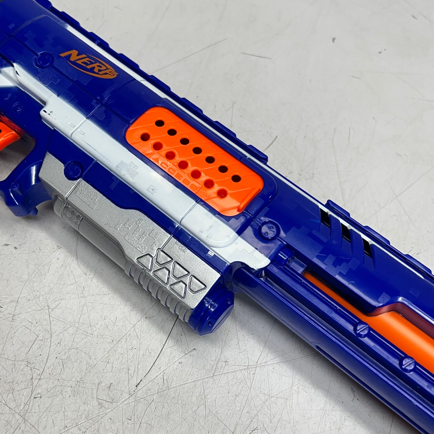 HASBRO Nerf Rampage N Strike Elite Toy Blaster 25 Dart Drum Blue/Orange 98697