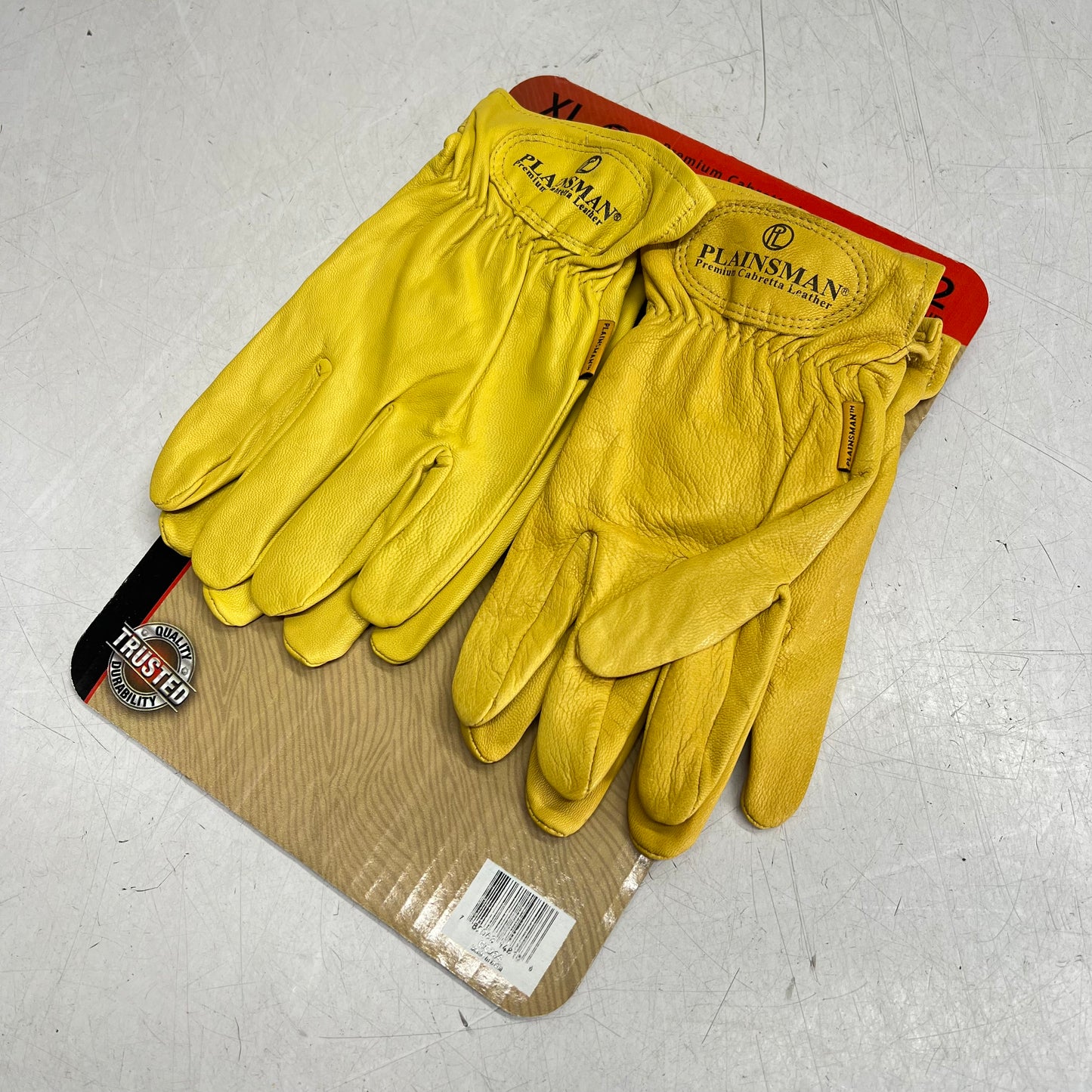 PLAINSMAN (2 PAIR) Premium Cabretta Leather Gloves Unisex Sz XL Yellow GC204