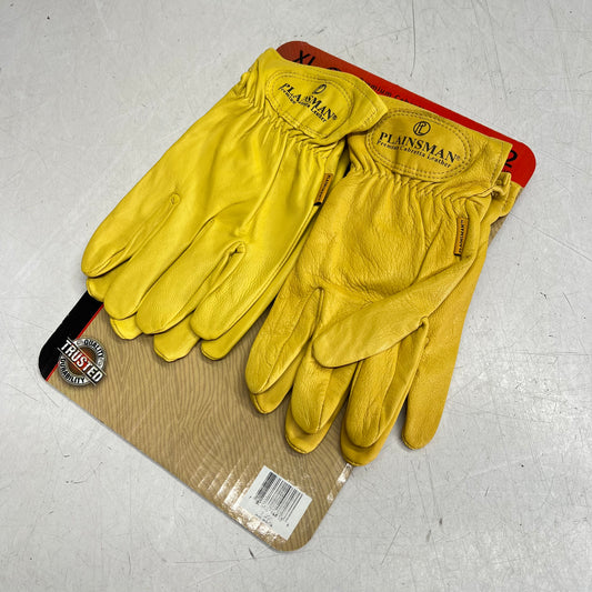 PLAINSMAN (2 PAIR) Premium Cabretta Leather Gloves Unisex Sz XL Yellow GC204