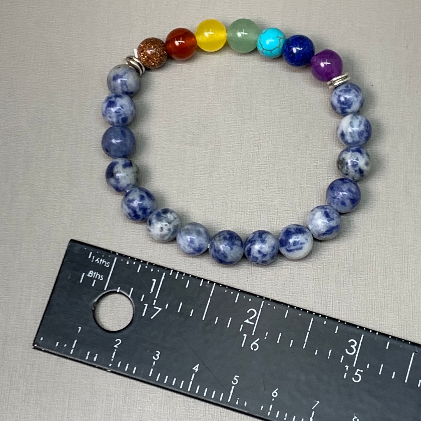 BEST WHOLESALE 12-PACK! Blue Marbled Rainbow Beaded Crystal Bracelets 3" New