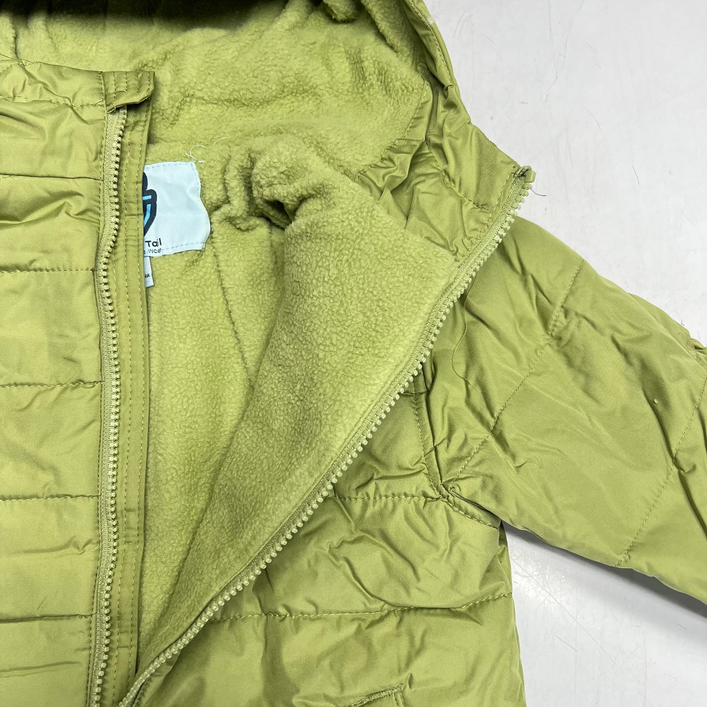 WHALES TAIL Fleece Lined Hooded Full Zip Up Winter Coat  Boy's Sz 7 Forest Green