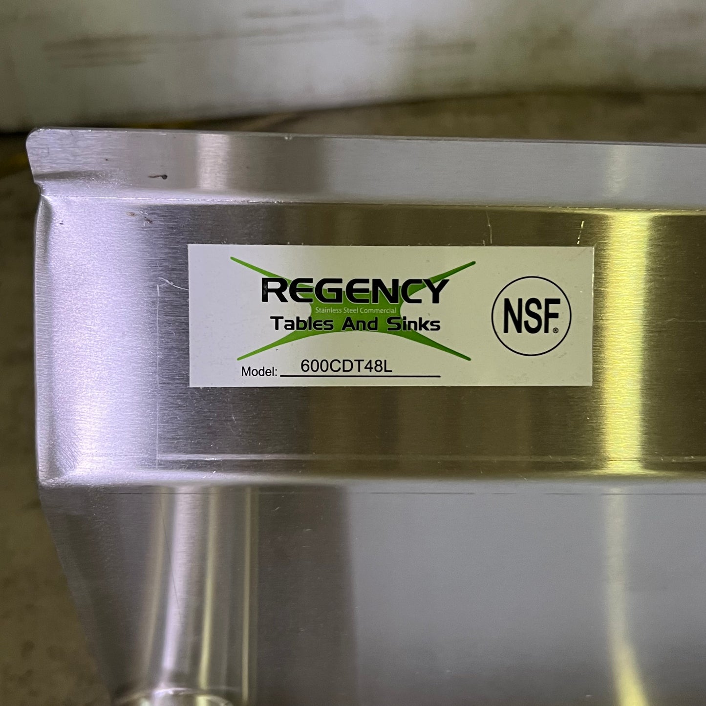 REGENCY 16 Gauge 48" Clean Dish Table - Left Drainboard 600CDT48L (New Other, Distressed Box)