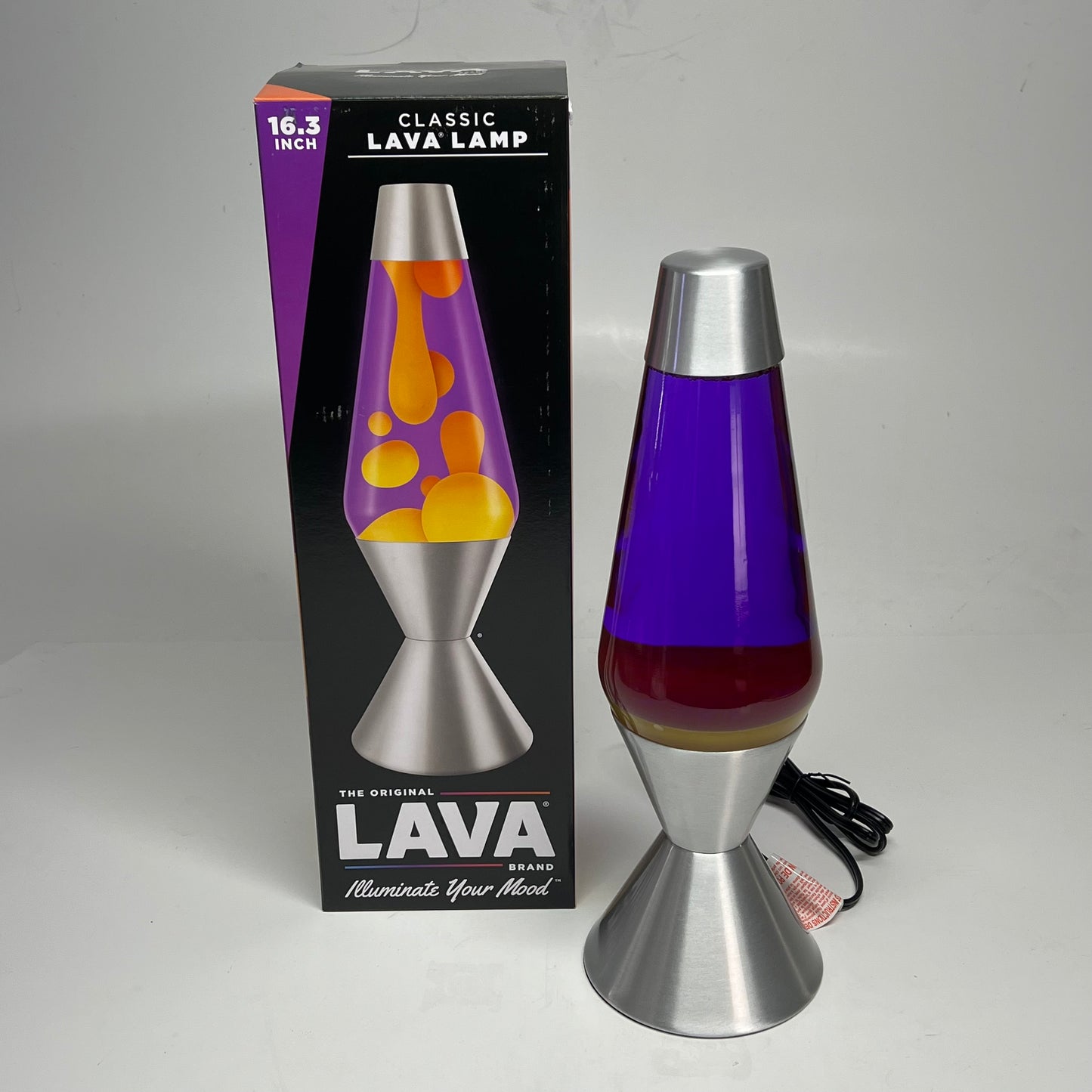 SCHYLING Classic Lava Lamp Illuminate Your Mood 16.3" Orange/Purple Silver Base