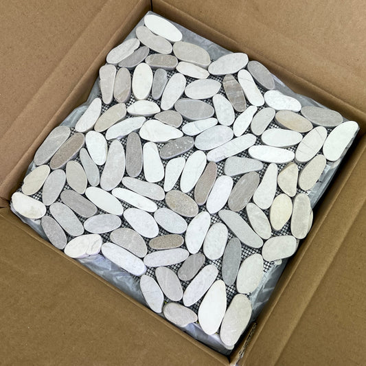 Natural Stone Tile (11 Pcs) 12" x 12" White/Beige Matt GAMI36