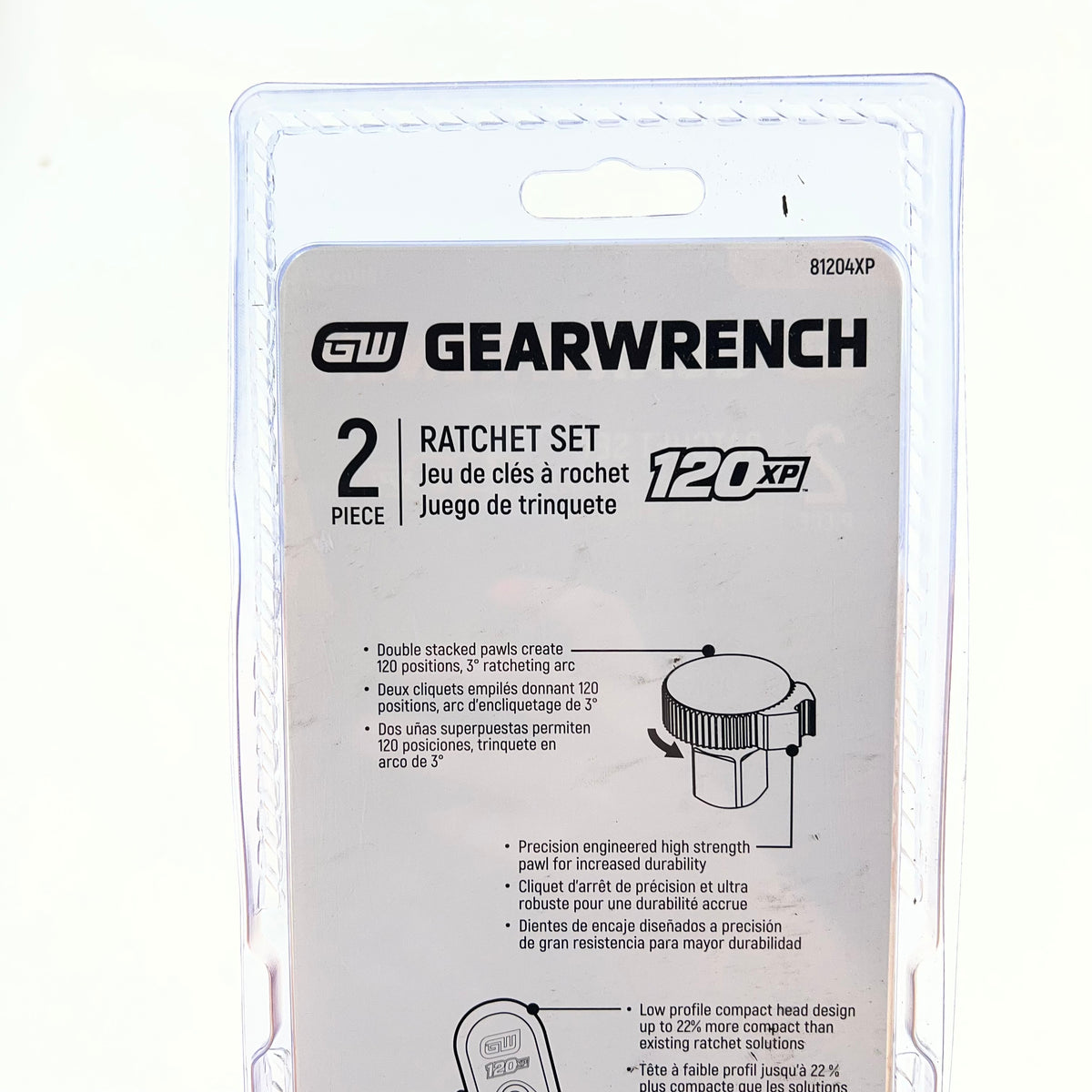 GEAR WRENCH Ratchet Set 120 Positions 3° Swing Arc 60-tooth Pawls Chrome 120|XP
