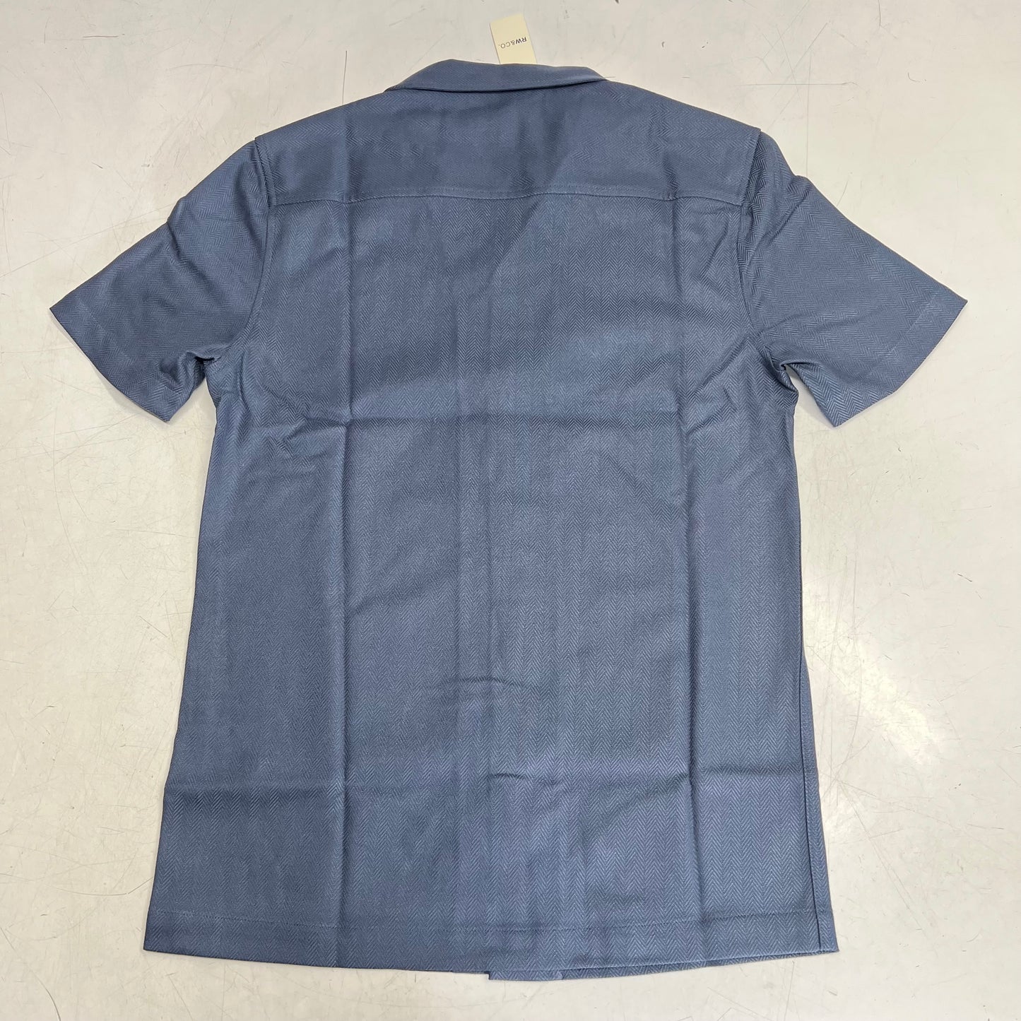 RW & CO Short-sleeve Herringbone Shirt W/ Camp Collar Men's Sz XS Blue 485793