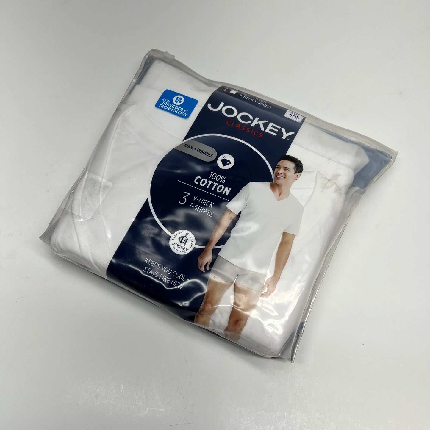 JOCKEY (2 PACK) Crew Neck T-Shirts 100% Cotton Men's Sz 2XL White 000980/100